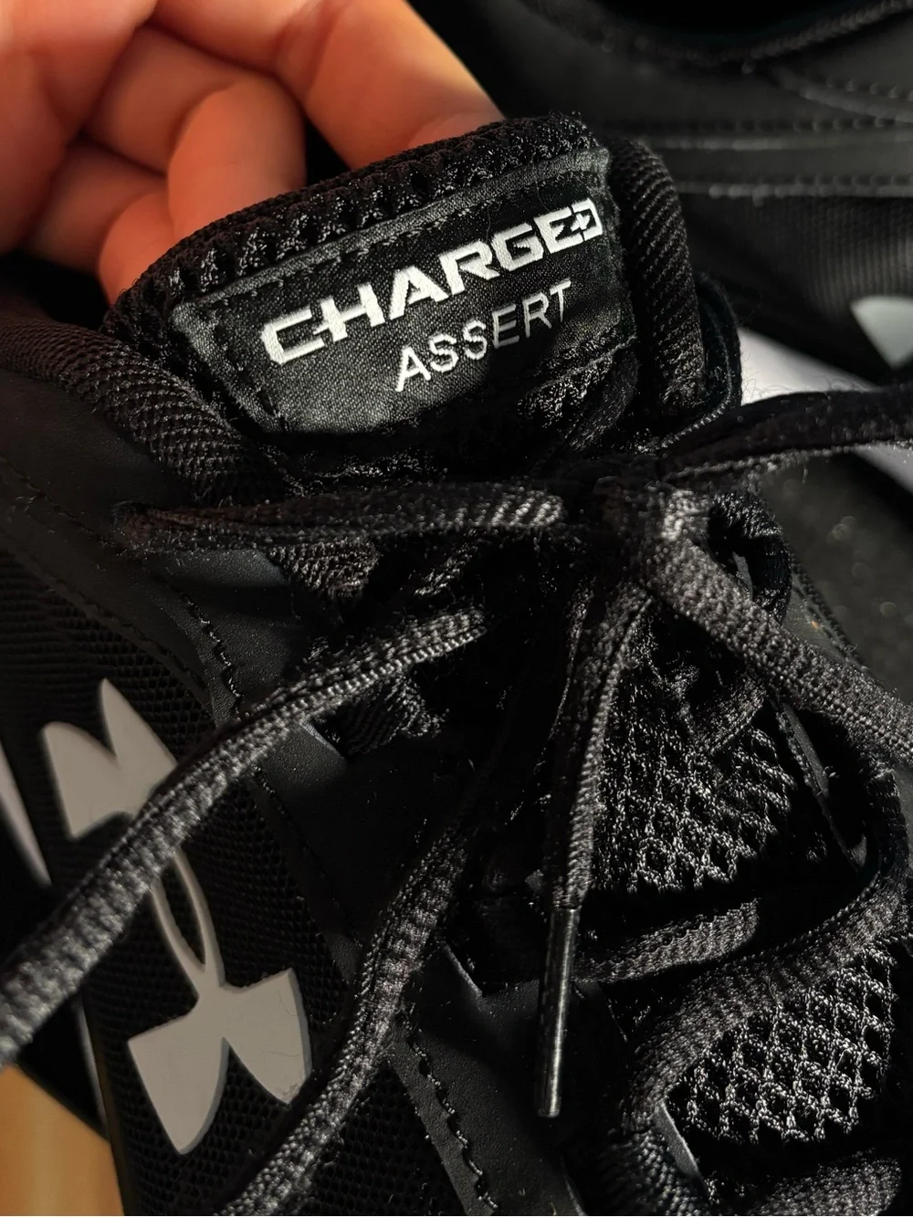 Under Armour Charged Assert 9 Black and White Men’s Size 14 Running Shoes
